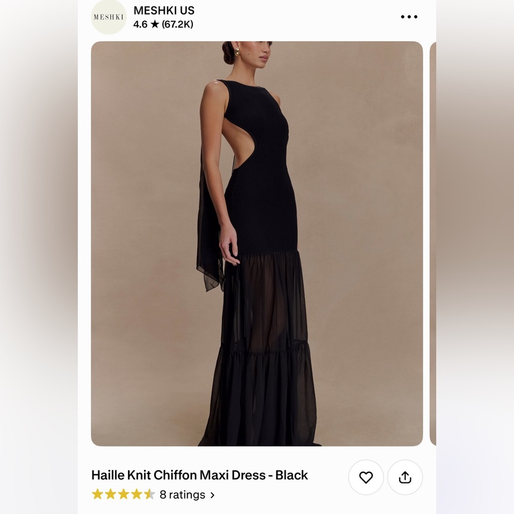 Meshki Black Knit & Chiffon Maxi Dress